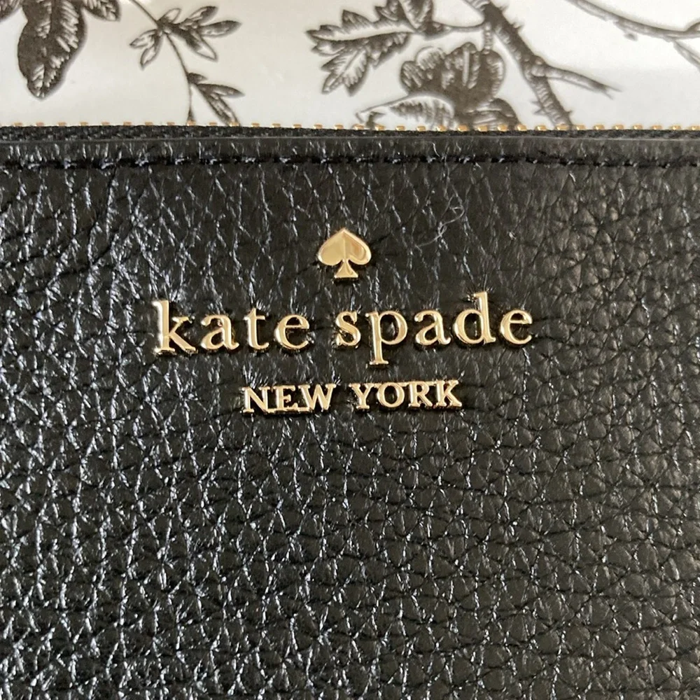 kate spade Black Pebbled Leather Wristlet Clutch